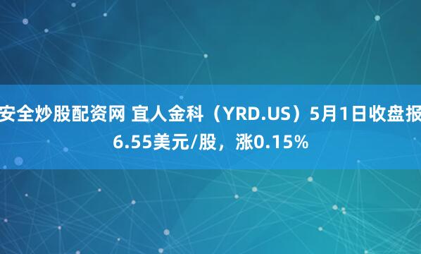 安全炒股配资网 宜人金科（YRD.US）5月1日收盘报6.55美元/股，涨0.15%